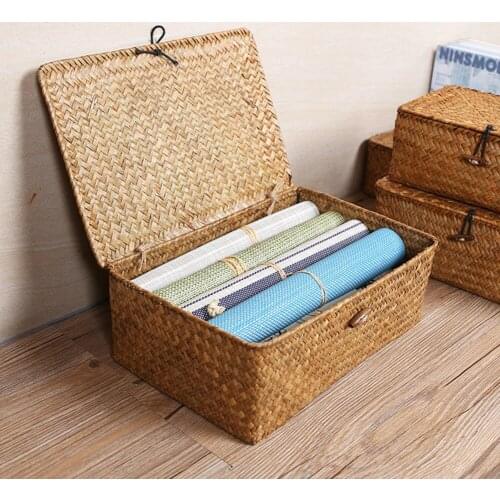 Handcrafted Seaweeds Weaving Creative Home Finishing Retro Stro Opbergbox Decorative Jewellery Storage Box Christmas