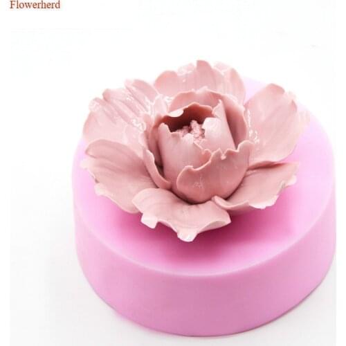 Hot Selliing Peony Flower Plamt Handmade Fragrance Soap 3D Silicone Soap Mold Fondant Cake Decorating Tools Silicone Mold