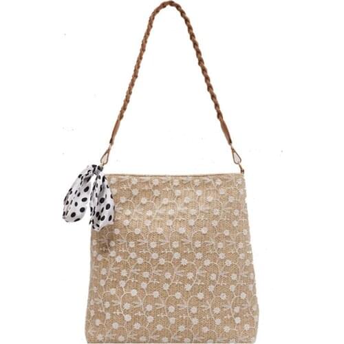 Straw Lace Tote Bag Ladies Summer Fashion Large-Capacity One-Shoulder Messenger Bag Casual Beach Handbag Tote Bag