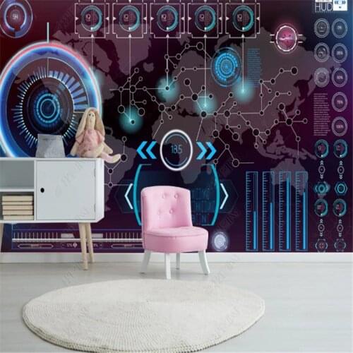 Modern Technology Lving Room 3d Wallpaper Sense Instrument Fashionable Circuit Diagram TV Background Wall Paper Home Decor Mural
