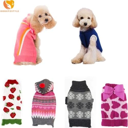Dog Sweater Xmas Bowknot Pet Knit Pullover Winter Dogs Clothes Small Yorkshire Cat Snowflake Apparel XXS.S.M.L.DOGGYZSTYLE