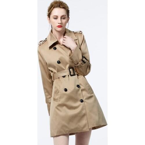 Women Trench British Star Brand 2020 Autumn Winter Turn-Down Collar Belt Designer Trench Female Medium Length Outerwear New