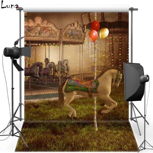 DAWNKNOW New Fabric Polyester Photography Background For Kids Merry-Go-Round Vinyl Background For Children Photo Studio S2167
