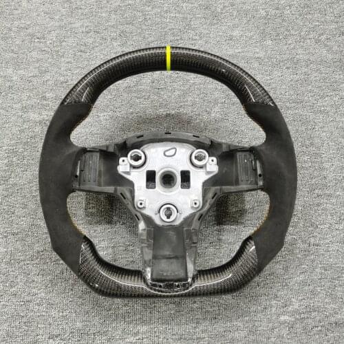 High Quality Matte Alcantara Carbon Fiber Steering Wheel Preforated Leather Tesla Model 3 2017 2018 2019 2020 2021
