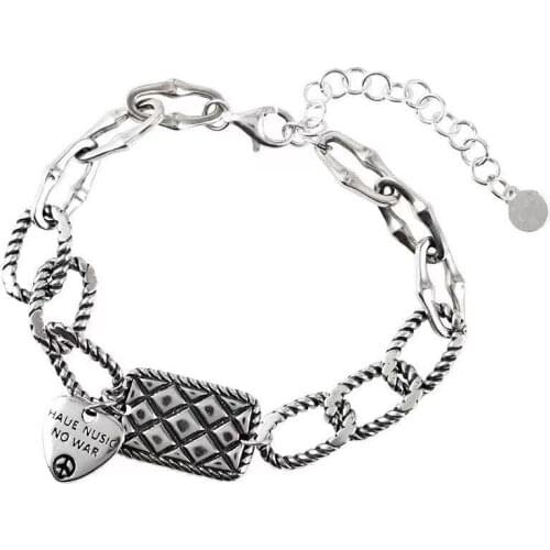 POTCET Womens Love Bag Bracelet Geometry Fashion Retro Hip Hop Personality Party Jewelry
