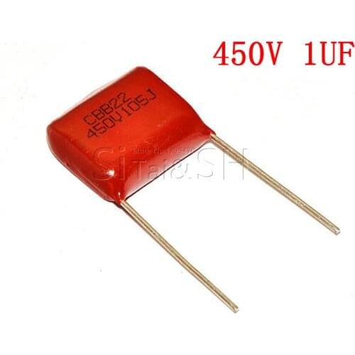 10PCS 1uF 450V CBB Polypropylene film capacitor pitch 15mm 105 450V 1uF new