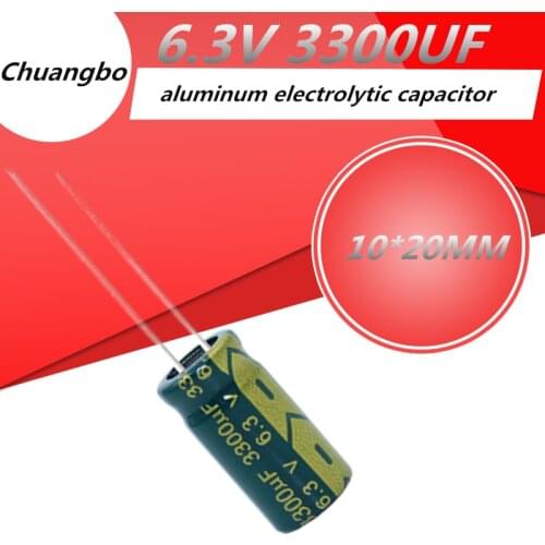 10pcs 6.3V 3300UF 10*20 Low ESR/Impedance high frequency aluminum electrolytic capacitor size 10*20MM 3300UF 6.3V 20