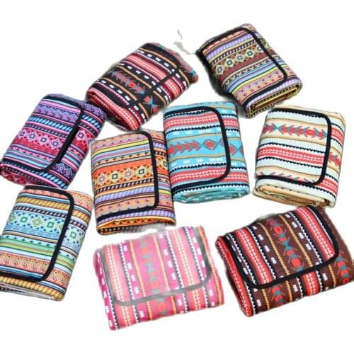 Waterproof Portable Camping Mat Retro Printed Outdoor Picnic Beach Blanket For Multiplayer Foldable Sleeping Hiking Mats