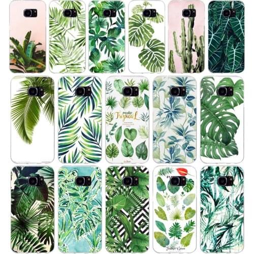 285H Tropical plants fresh green leaves Soft TPU Silicone Cover Case for samsung Galaxy s6 s6 s7 edge s8 s9 plus case