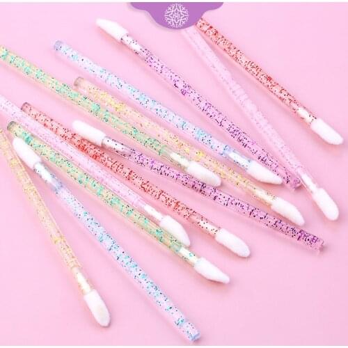 50Pcs Disposable Crystal Eyelash Brush Lashes Micro Lip Brushes Supplies Applicator Cleaner Beauty Eyelash Extension Tools