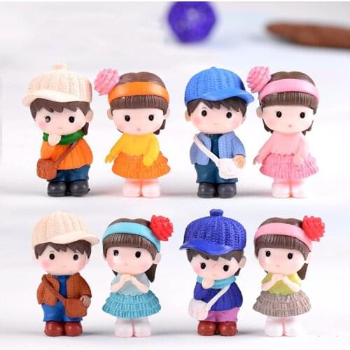 8 pcs Neighboring Couple Moss Micro Landscape Zakka Mini Resin Crafts Ornaments Keychain DIY Cake Accessories