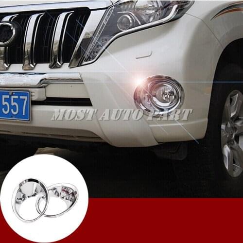 ABS Chrome Front Fog Light Lamp Trim Cover 2pcs For Toyota Prado FJ150 2014-2017 Car accesories interior Car decoration