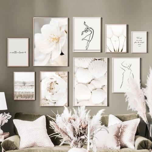 White Fllower Shell Dandelion Abstract Body Wall Art Canvas Painting Nordic Posters And Prints Wall Pictures For Living Room