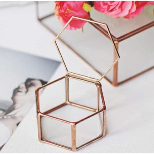 BMBY-Geometric Glass Terrarium Box Jewelry Box Glass Succulent Plant Pot Deco Hexagon Shape