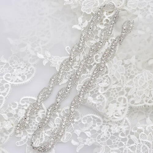 YANSTAR 1Yard Handmade Rhinestone Cup Chain Pearl Crystal Chain Sew On Trims Wedding Dress Costume YS947