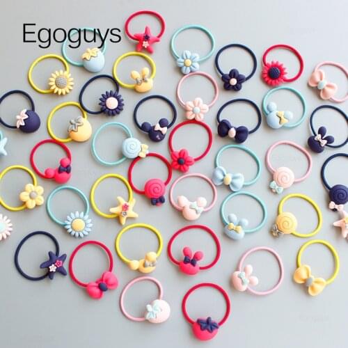 Children Cartoon Hair Ring Baby Hair Clips Bow-tie Headwear Kids Rubber Band Girls Elastic Rope Sweet Cute Fruit Flower Headband