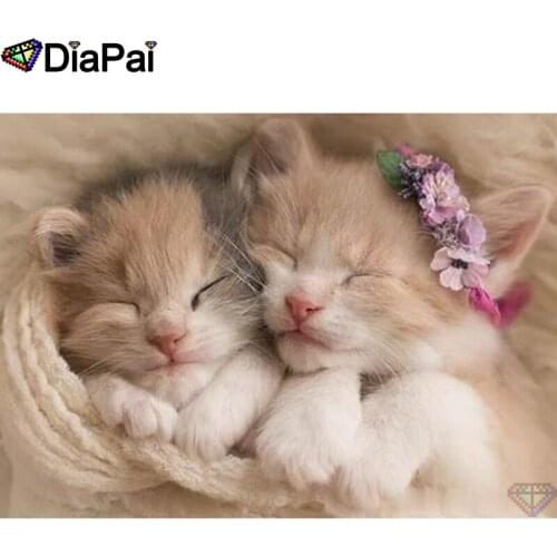 DIAPAI 5D Diamond Painting Full Square/Round "Animal cat" Picture Of Rhinestone DIY Diamond Embroidery Home Decor A26068