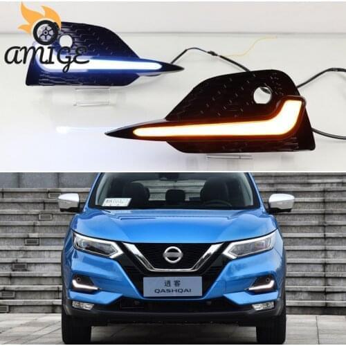 12V LED DRL Daylights For Nissan Qashqai 2019 2020 Dynamic Turn yellow Signal Daytime Running Headlights Decoration lamps