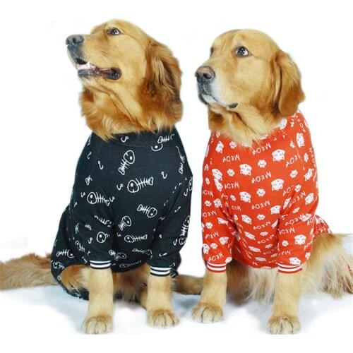 Cotton large dog clothes Big dogs Spring summer Fishbones catheads Jacquard dog coat Four-legged overalls large dog clothes2019