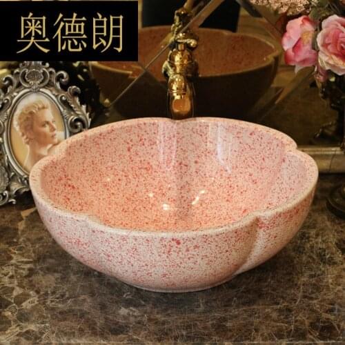 Jingdezhen ceramic above counter basin petal-shaped washbasin washbasin art basin antique star-dot color glaze washbasin