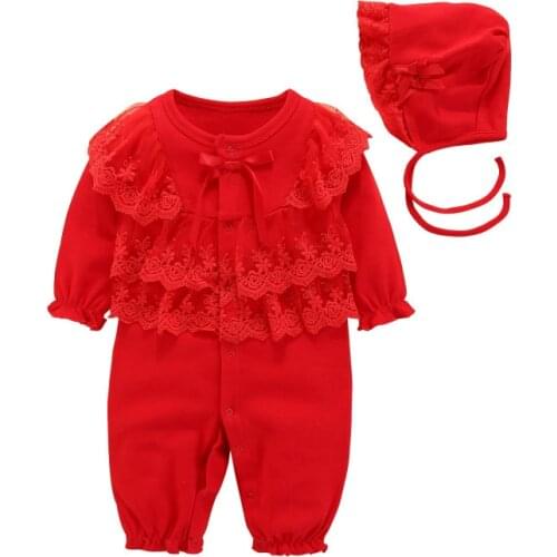 New Newborn Baby Girls Clothes Cotton Long Sleeve Lace Baby Romper Jumpsuit Cute Baby Girl Outfits Set 0 3 Months Baby Clothing