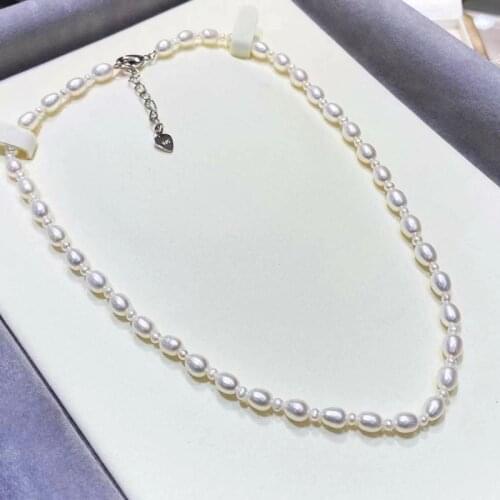 Best seller 16 inches dainty natural white real pearl choker necklace with solid 925 sterling silver clasp can customize length