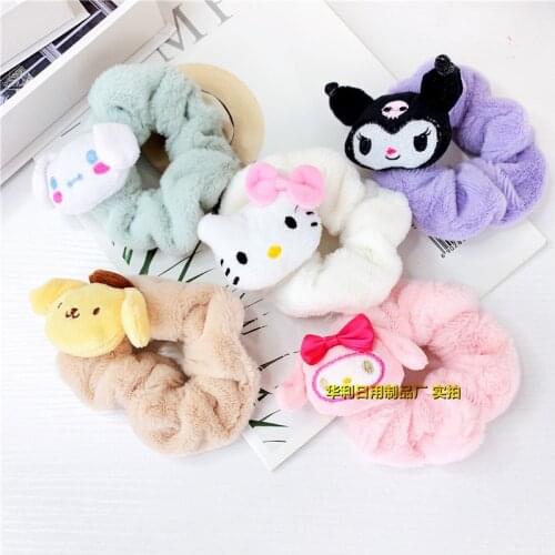 Cute plush ring hair ring girl hello Kitty Kuromi hair accessories Korean headdress hair ring wholesale