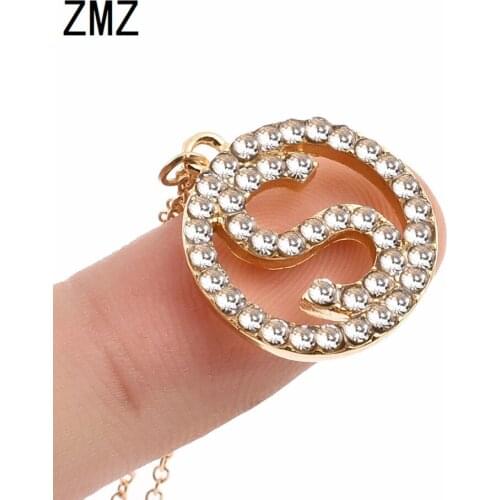 ZMZ 2018 Europe/US fashion letter S in circal pendant necklace with shinny stone bijou gift for mom/girlfriend party jewelry