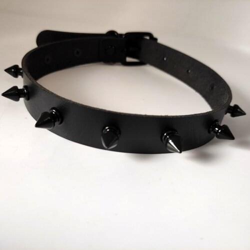 Men Punk Black Studded Rivets Choker Punk Collar pu Leather witch cosplay Women Necklace goth chocker Gothic Accessories jewelry