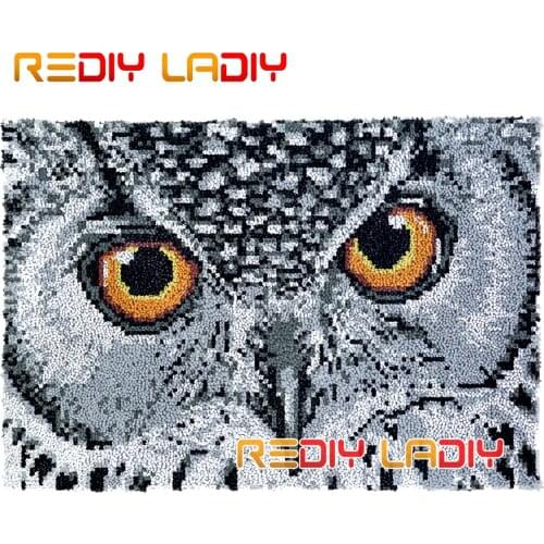 Latch Hook Rug Kits Owl Face Plush Wall Tapestry DIY Carpet Rug Thick Yarn Crafts Cushion Crocheting Floor Mat Home Decor Giftss