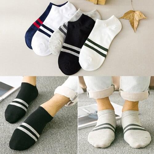 10 Pair Socks Mens Spring And Summer Deodorant Sweat-Absorbent Color Matching Short Tube Sports Four Seasons Two-Bar Boat Socks