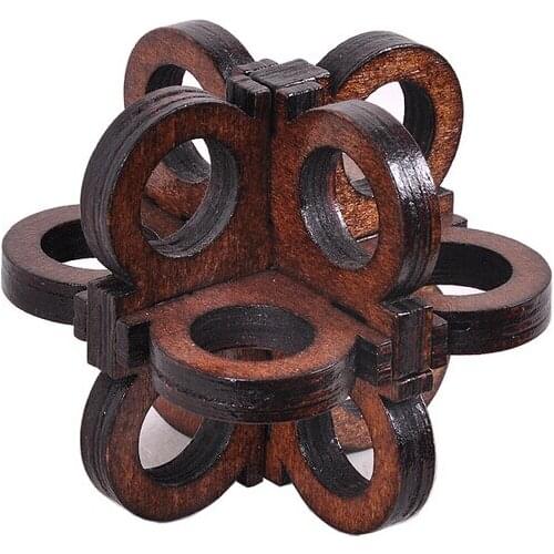 2016 NEW Glasses-shaped IQ Wooden Mind Brain teasers Puzzles Game for Adults Kids