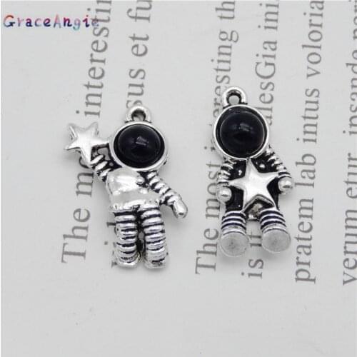 12pcs Fashion Space Astronaut charms for jewelry making Silver Drop Earrings Pendant Handmade Bracelet Women Keychain 22*10m