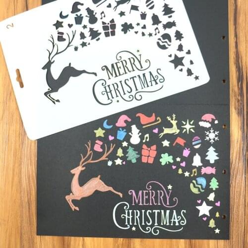 DIY Craft Christmas Layering Stencils for Walls Painting Scrapbooking Album Decor Embossing Paper Card Template 26cm