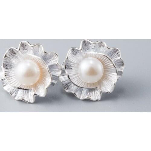 925 Tremella Earrings Original Handmade Flowers Pearl Simple Fashion Earrings