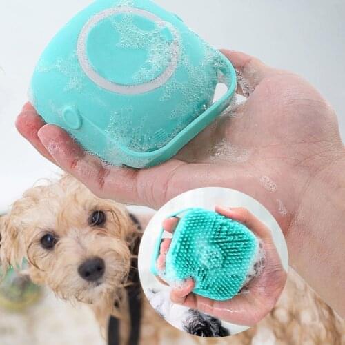 Pet Dog Shampoo Massager Brush Cat Massage Comb Grooming Scrubber Shower Brush for Bathing Hair Soft Clean Silicone Brushes