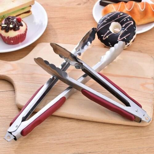 9/11.4/13.7inch 403 Stainless Steel Food Tong Barbecue Clip Household Bread Folder Buffet Food Folder Barbecue Cooking Tong