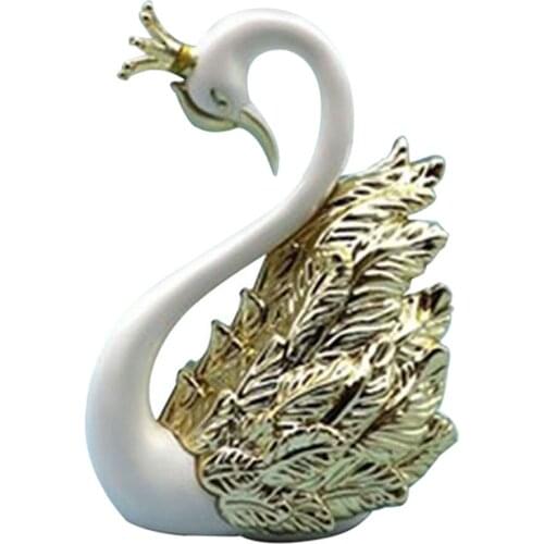 Resin Swan Statue Figurine Ornaments For Tabletop Shelf Wine Cabinet