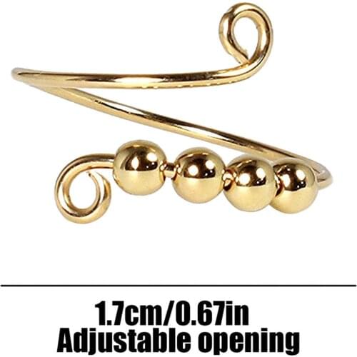 Fidget Beads Fidget Ring Spinner Single Coil Spiral Fidget Ring Beads Rotate Freely Anti Stress Anxiety Ring Toy For Girl Women