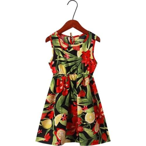 100% Cotton Comfortable Childrens Dresses 2021 Summer Causal Floral Girls' Sleeveless Dress for Children Beach Girls Clothes