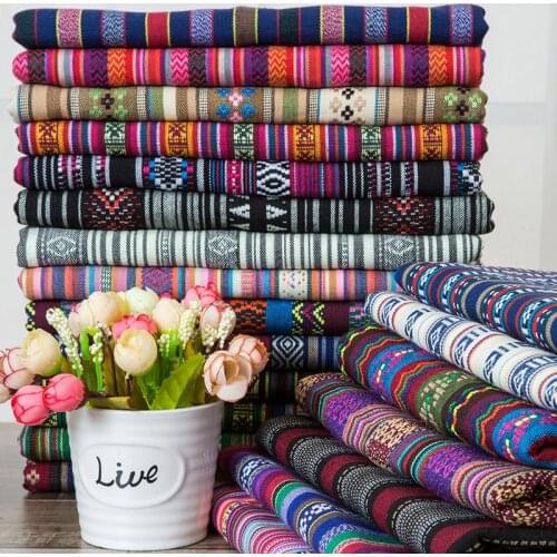 Striped Cotton Linen Canvas Fabric By The Meter Per for Tablecloth Sofa Cover Pillow Case Sewing Geometric Pattern Textile Cloth