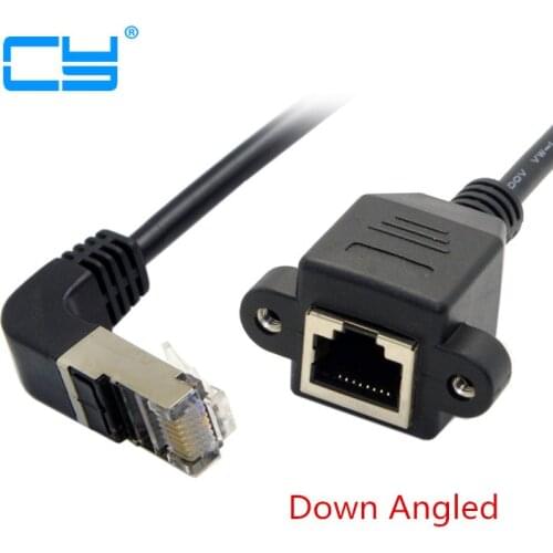 Down 90 Angled RJ45 Cat5e 8P8C FTP STP UTP Cat5 Male to Female Panel Mount LAN Ethernet Network Cable RJ45 30cm 60cm 1m 1.5m 1ft