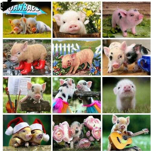 Funny Animal Pig Diamond Painting 5D Diy Wall Art Cute Pink Pig Embroidery Mosaic Room Home Decoration Accessories
