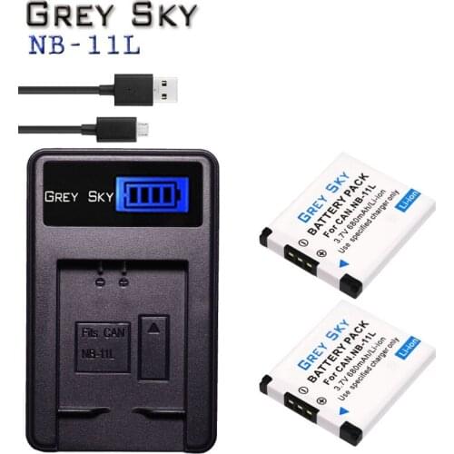 2Pcs 680mAh NB-11L Battery NB 11L NB11L For Canon A2600 A3500 A4000IS IXUS 125 132 140 240 245 265 155 HS + LCD USB charger