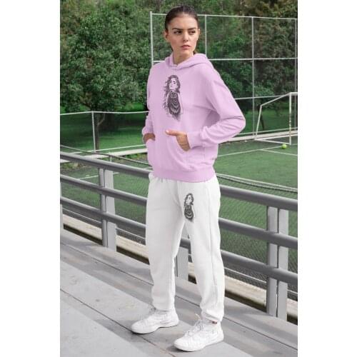 Angemiel Wear Owl and for Women womens Tracksuit set Pink Hooded Sweatshirt White Sweatpants