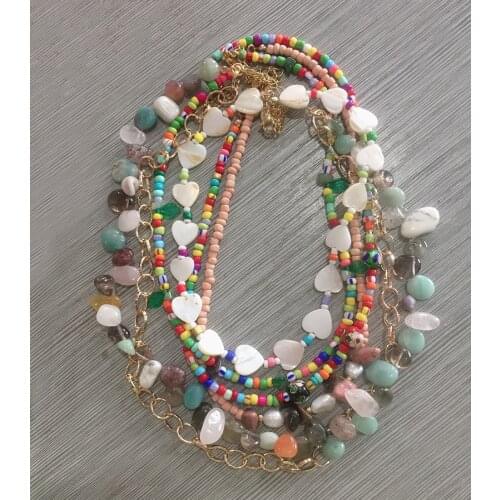 Collar Statement Necklace Clavicle for Women Jewelry vintage chain women long choker natural crystal stone beads chain necklace