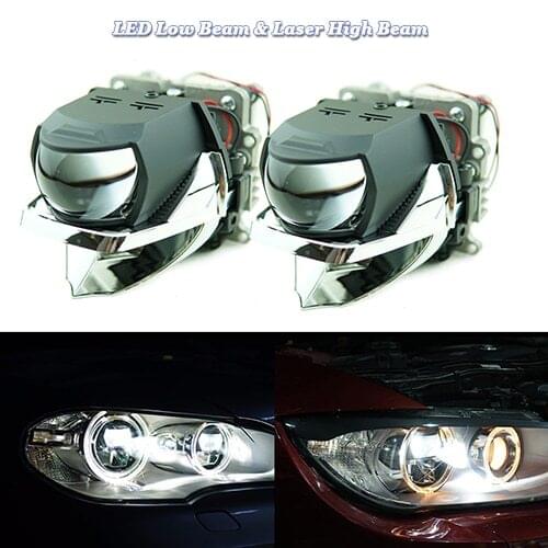 1 Set LED & Laser High Low Beams Projector Headlights For Vehicles