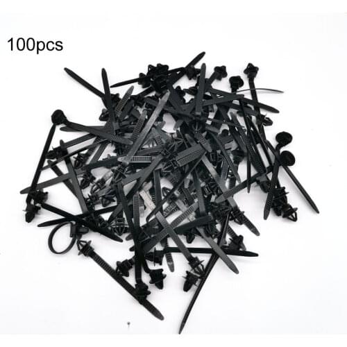 100pcs Releasable Cable Strap Fastener Clips Nylon Wire Harness Zip Ties Car Auto Cable Strap Push Mount Wire Retainer Clip