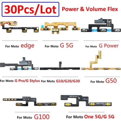 30Pcs/Lot，New Repair Replacement parts Power On Off Button Volume Switch Control Flex For Motorola Moto G6 Play / G50 / E7