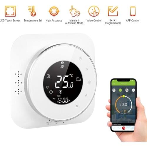 95-240V Wi-Fi Smart Thermostat 5+1+1 Six Periods Programmable Thermostat Voice APP Control LCD Boiler Heating Thermoregulator